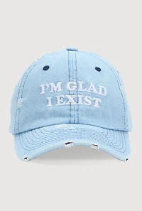 Womens Im Glad I Exist Baseball Cap, Blue