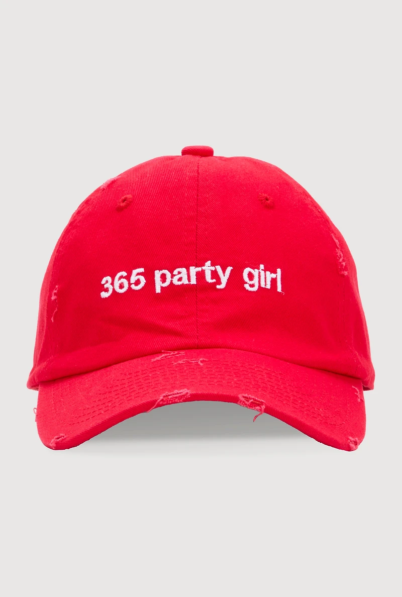 Womens 365 Party Girl Baseball Cap, Red