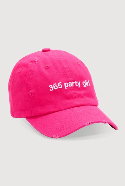 Womens 365 Party Girl Baseball Cap, Pink