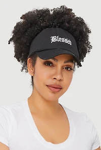 Womens Blessed Backless Baseball Cap, Black