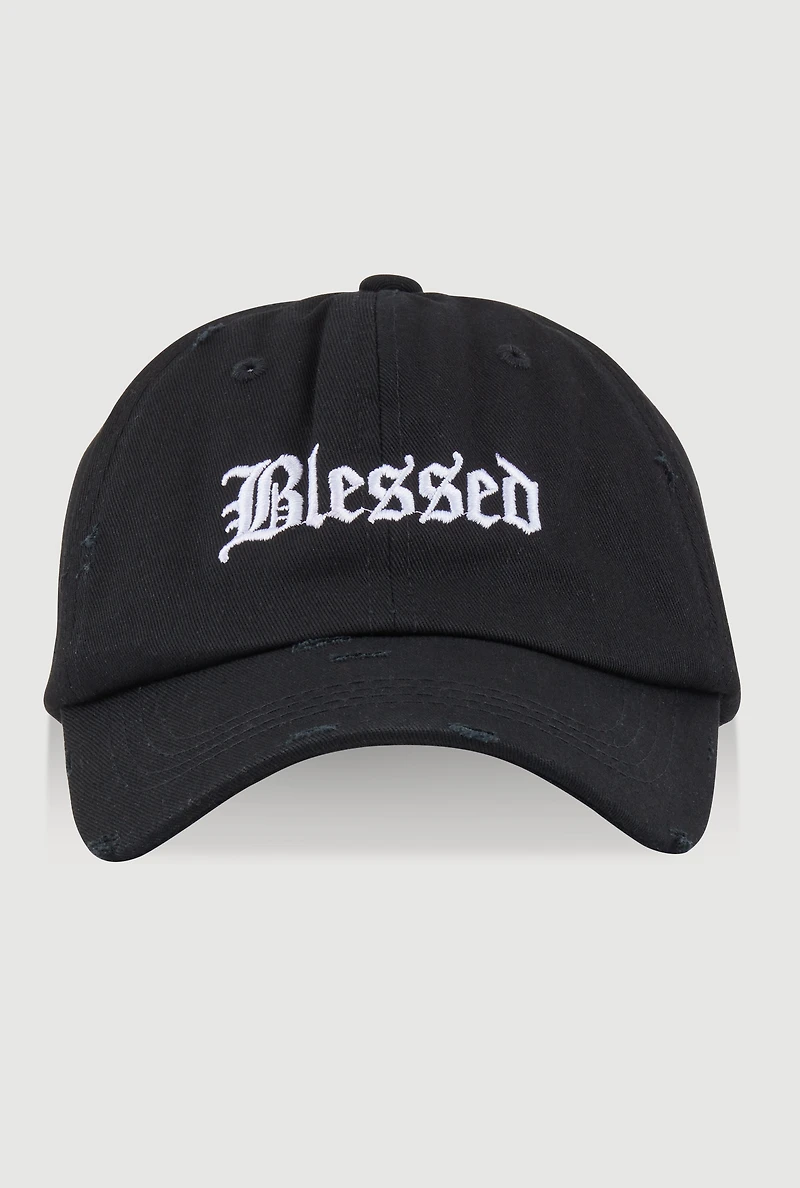 Womens Blessed Backless Baseball Cap, Black