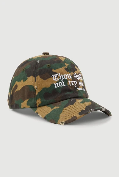 Womens Thou Shall Not Try Me Baseball Cap, Green