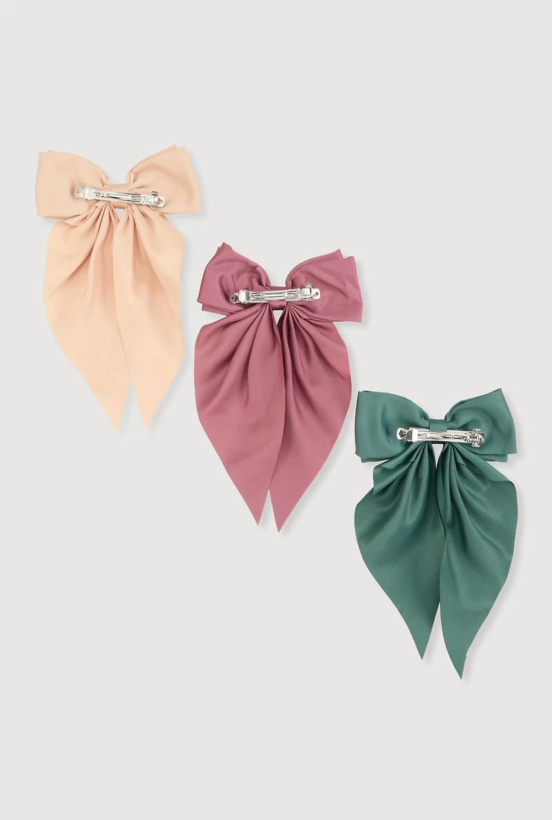 Bow Ribbon Hair Clips 3 Pack
