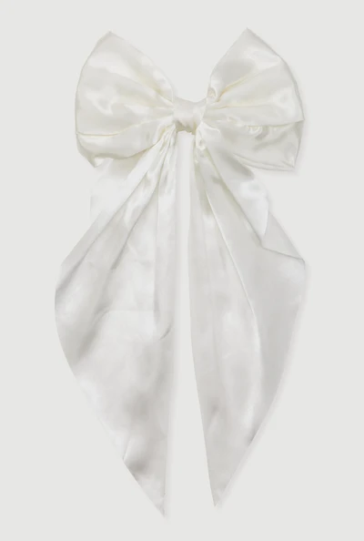 Womens Satin Bow Hair Clip, White