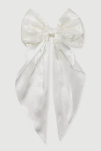 Womens Satin Bow Hair Clip, White