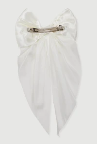 Womens Satin Bow Hair Clip, White