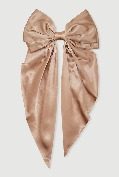 Womens Satin Bow Hair Clip, Brown