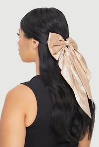 Womens Satin Bow Hair Clip, Brown