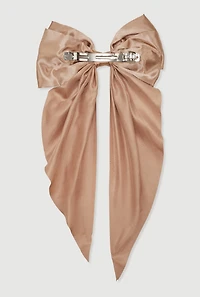 Womens Satin Bow Hair Clip, Brown