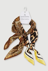 Assorted Patterned Contrast Trim Multiway Scarves 2 Pack