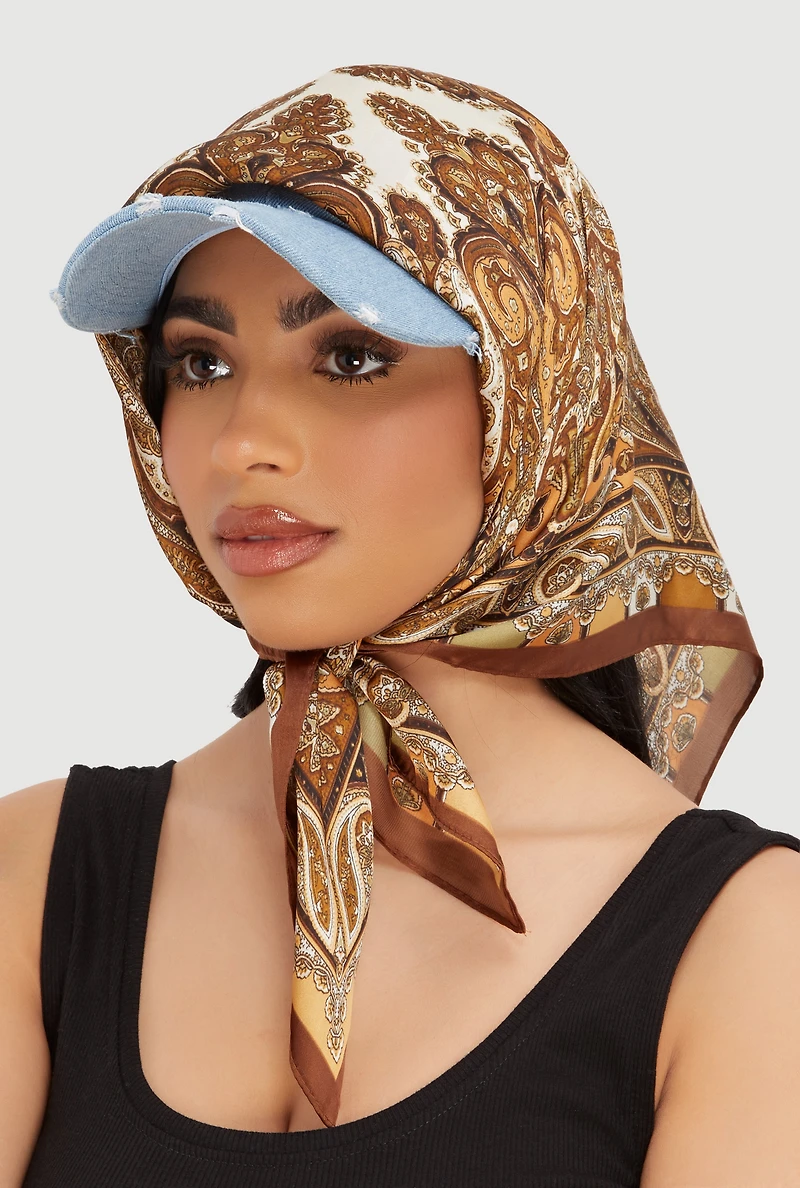 Assorted Patterned Contrast Trim Multiway Scarves 2 Pack