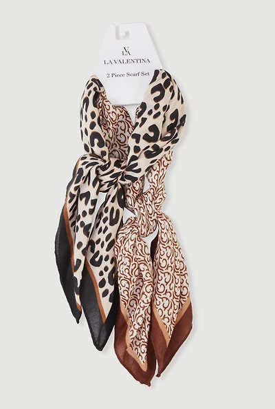 Patterned Border Print Multiway Scarf 2 Piece Set