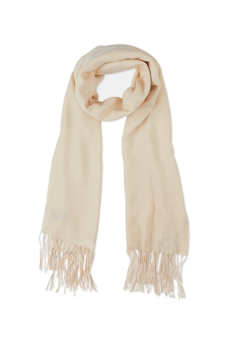 Womens Fringe Detail Pashmina Scarf, Beige
