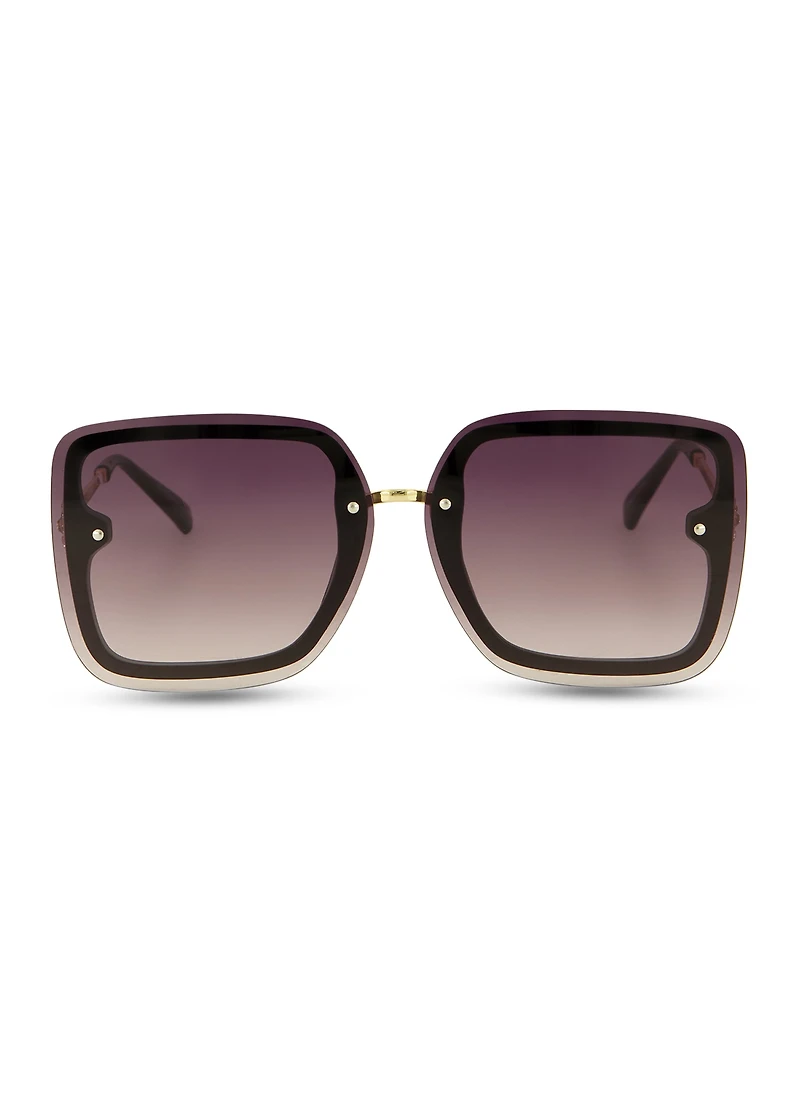 Womens Rimless Oversized Square Sunglasses,