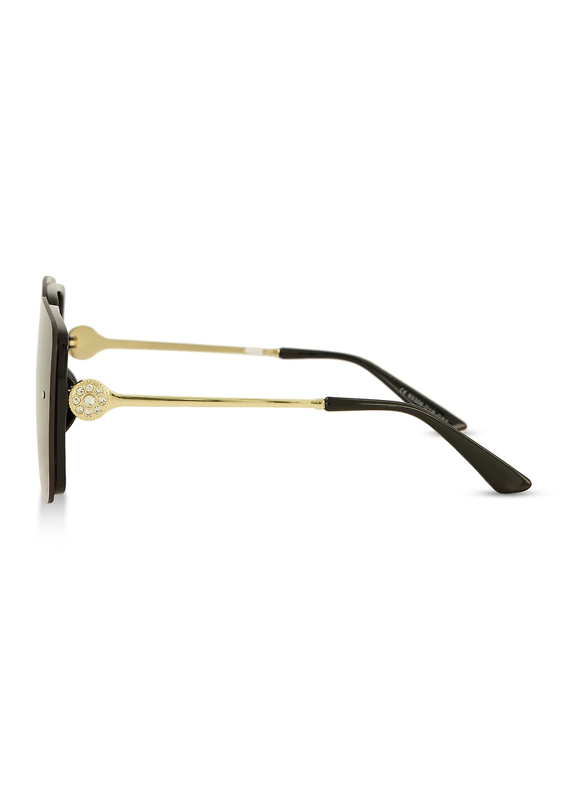 Womens Rimless Oversized Square Sunglasses, Black