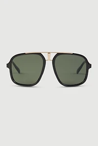 Metallic Double Bridge Aviator Sunglasses