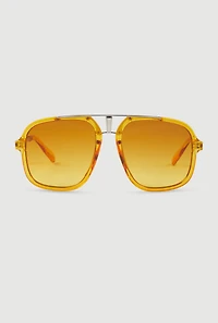 Metallic Double Bridge Aviator Sunglasses