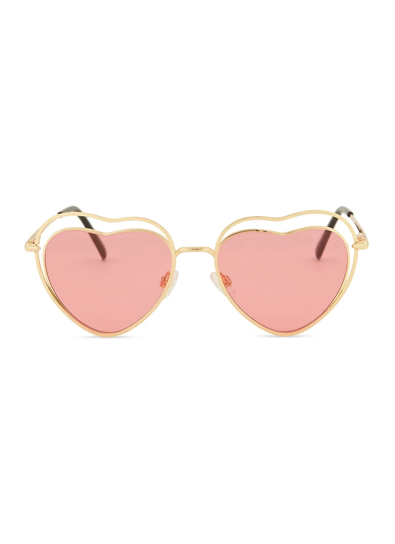 Womens Heart Shape Sunglasses, Pink