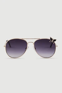 Metallic Butterfly Rim Detail Aviator Sunglasses