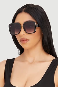 Metallic Detail Ombre Lens Sunglasses