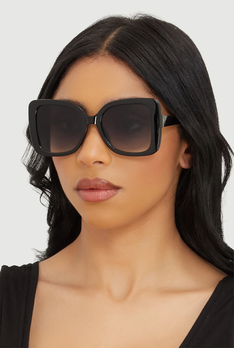 Ombre Lens Square Frame Sunglasses