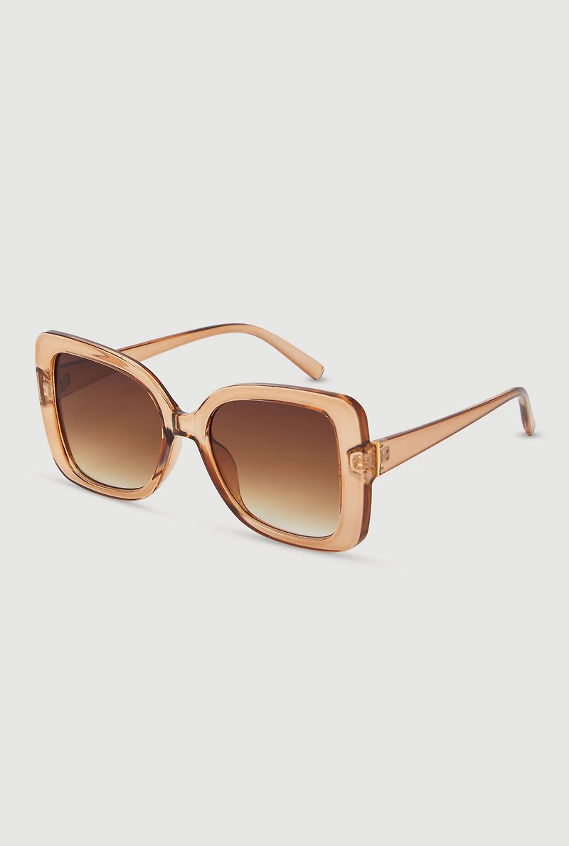 Ombre Lens Square Frame Sunglasses