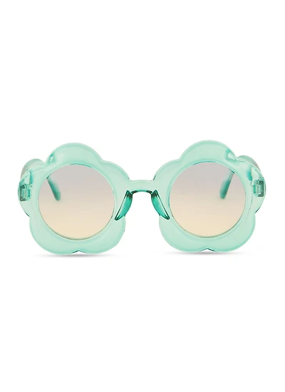 Womens Daisy Frame Ombre Lens Sunglasses, Blue