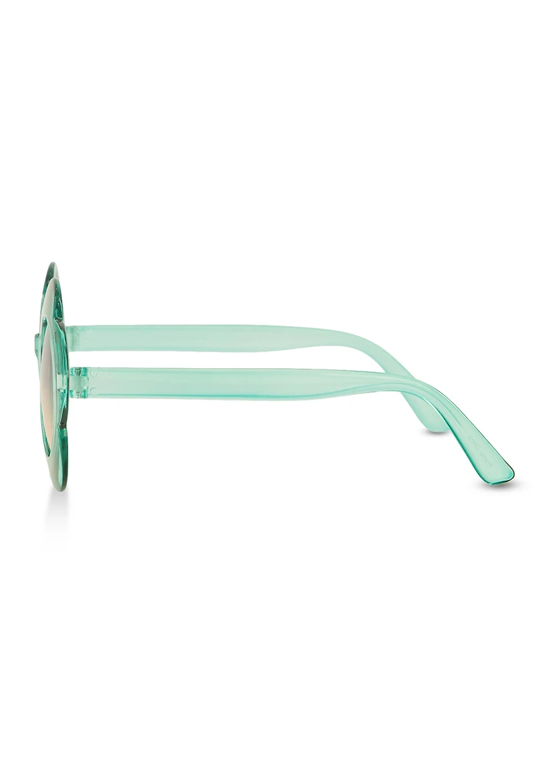 Womens Daisy Frame Ombre Lens Sunglasses, Blue