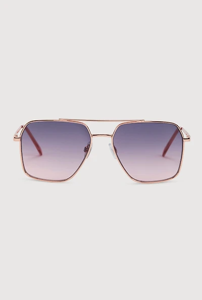 Womens Geometric Lens Aviator Sunglasses, Pink