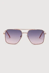 Womens Geometric Lens Aviator Sunglasses, Pink