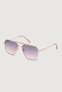 Womens Geometric Lens Aviator Sunglasses, Pink