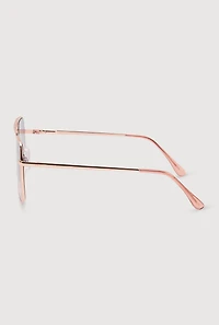 Womens Geometric Lens Aviator Sunglasses, Pink