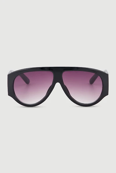 Ombre Lens Curved Shield Sunglasses