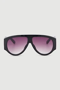 Ombre Lens Curved Shield Sunglasses