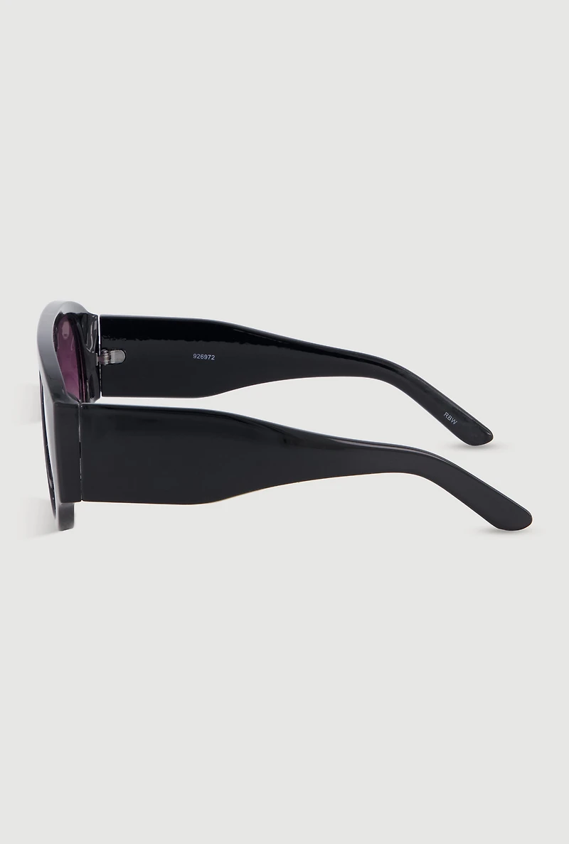 Ombre Lens Curved Shield Sunglasses