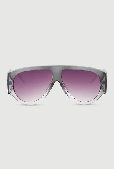 Ombre Lens Curved Shield Sunglasses