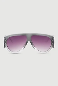 Ombre Lens Curved Shield Sunglasses