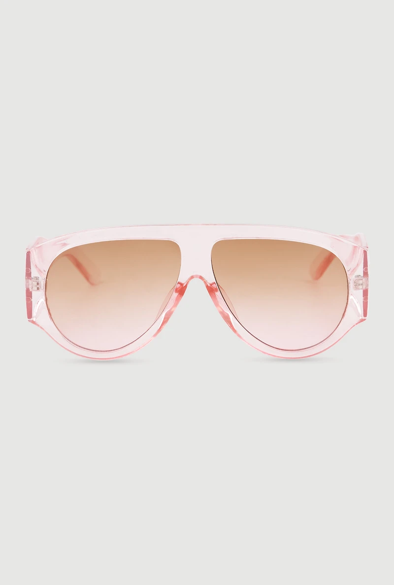Ombre Lens Curved Shield Sunglasses