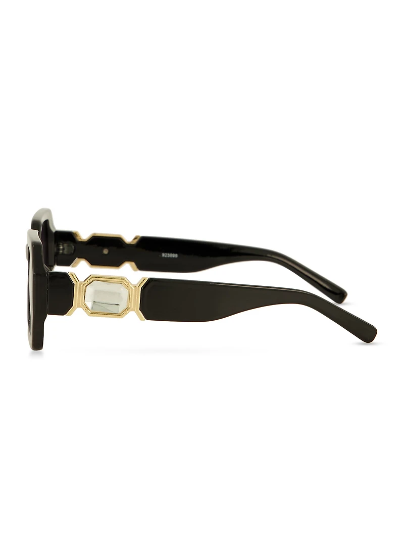 Ombre Lens Rhinestone Arm Detail Sunglasses