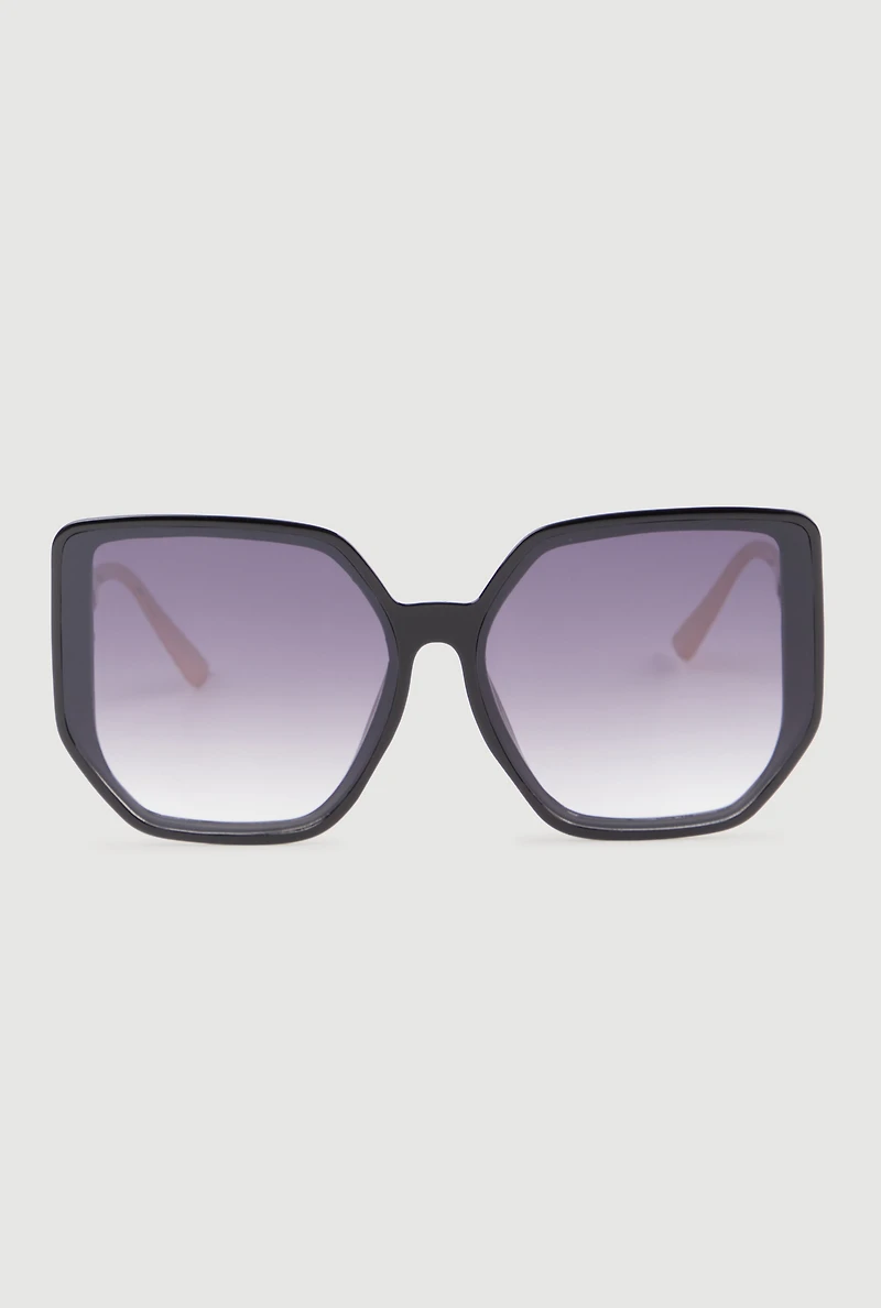 Womens Cut Out Detail Ombre Sunglasses, Black