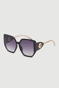 Womens Cut Out Detail Ombre Sunglasses, Black
