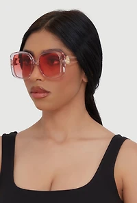 Metallic Seashell Detail Sunglasses
