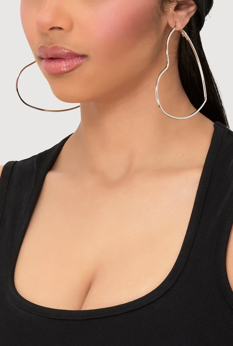 Heart Stud and Hoop Earrings Set of 6