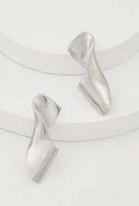 Curved Metallic Drop Earrings