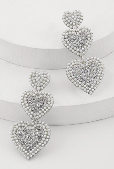 Tiered Heart Drop Earrings