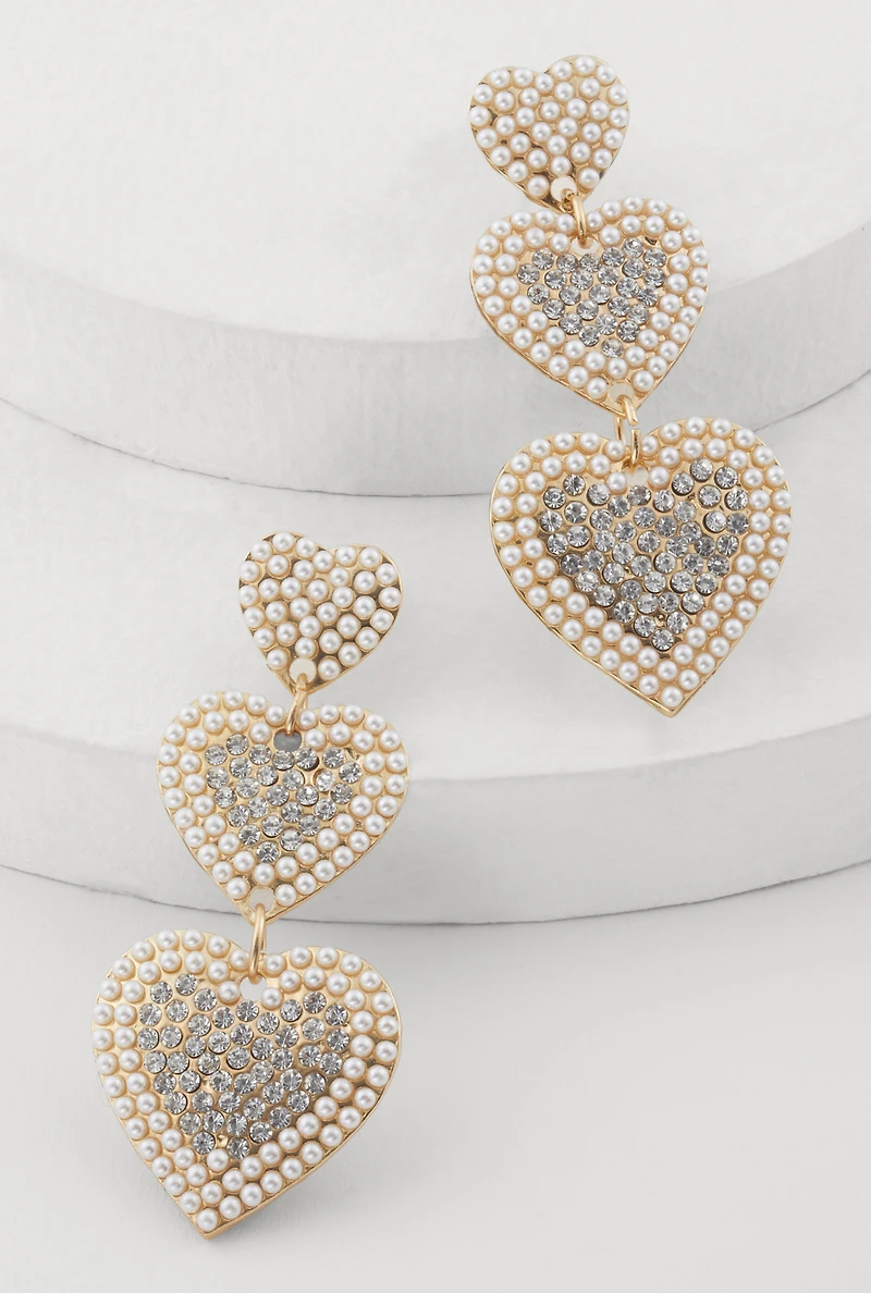 Tiered Heart Drop Earrings