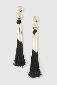Metallic Detail Tassel Earrings