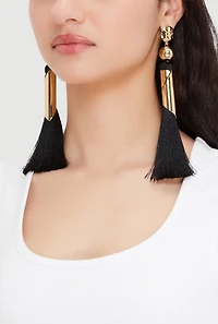 Metallic Detail Tassel Earrings