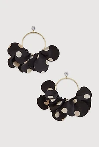 Fabric Floral Petal Hoop Earrings