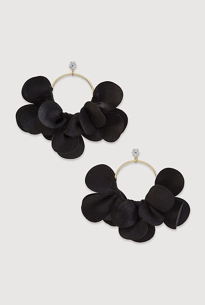 Fabric Floral Petal Hoop Earrings